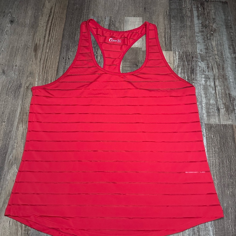 Zyia Women's Vibrant Red Striped Tank Top